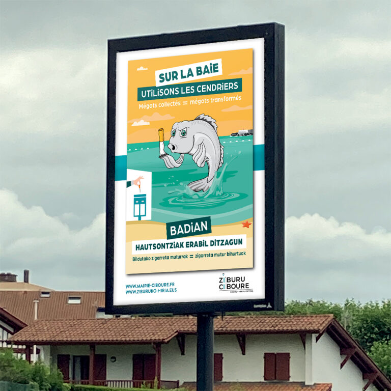 Création de la campagne de sensibilisation pour la valorisation des mégots sur la Baie de Saint-Jean-de-Luz.